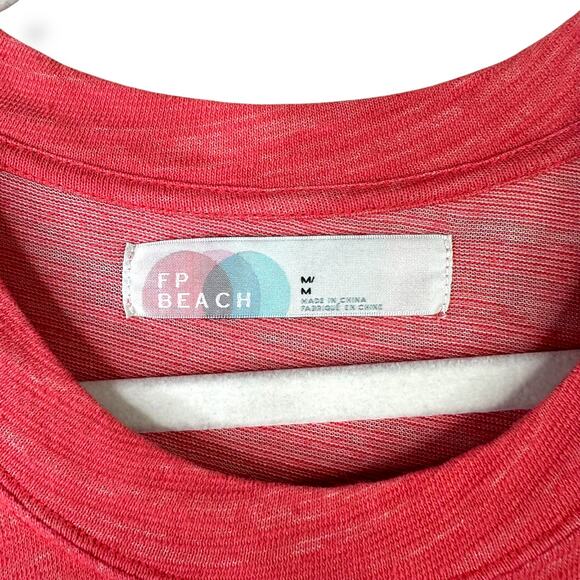 Free People FP Beach Havana Tee Coral Pink Knit High Slit Waterfall Maxi Dress - Picture 8 of 9